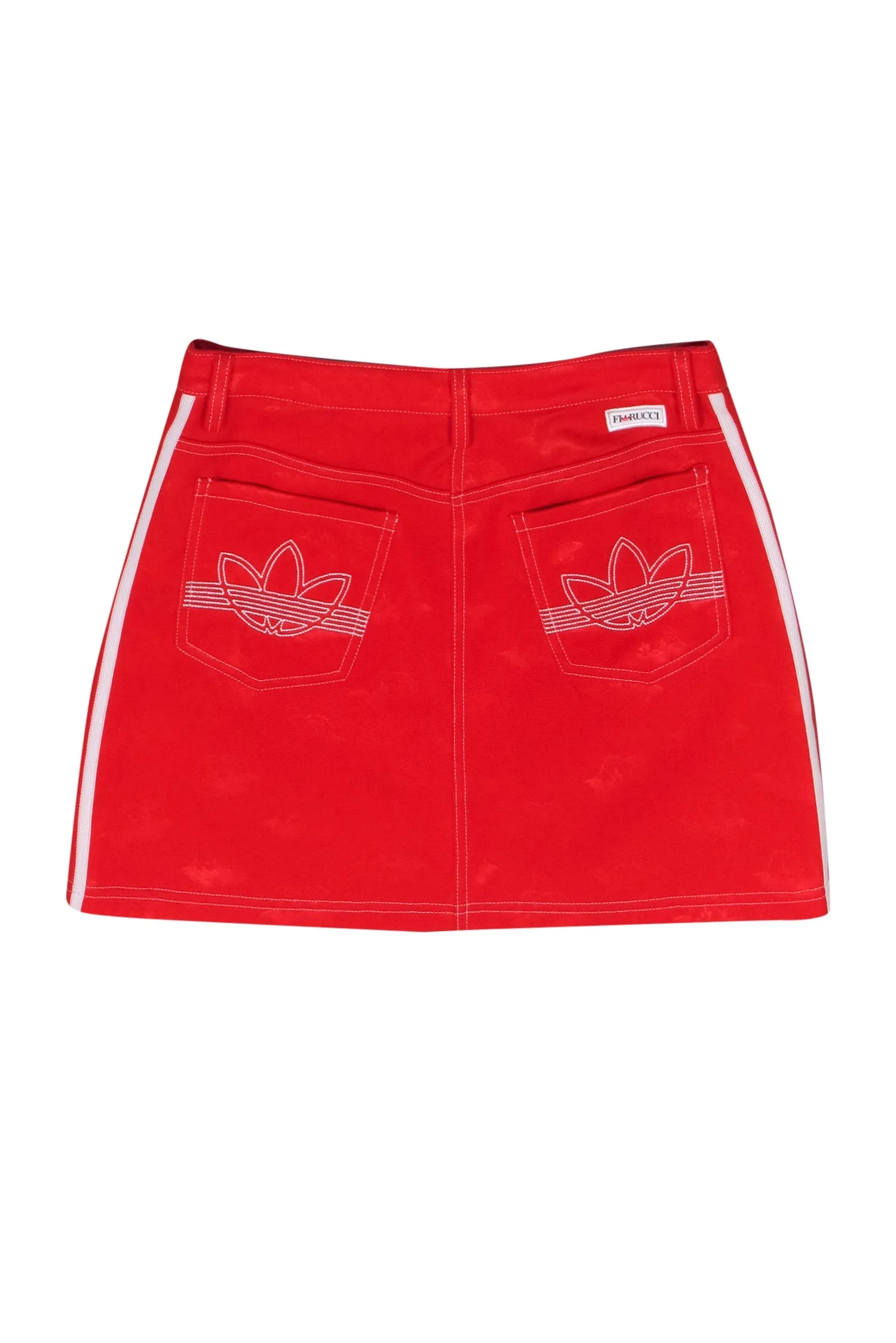 Adidas x Fiorucci - Red Angel Baby Jacquard Miniskirt w/ Embroidered Back Logos Sz M