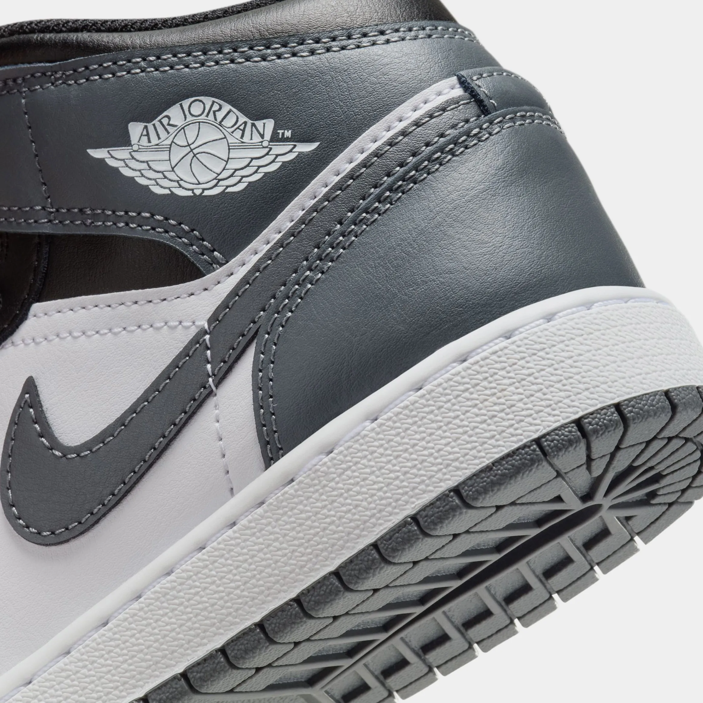 Air Jordan 1 Retro Mid Iron Grey Grade School Lifestyle Shoes (Black/White/Iron Grey)