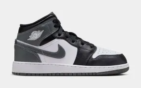 Air Jordan 1 Retro Mid Iron Grey Grade School Lifestyle Shoes (Black/White/Iron Grey)