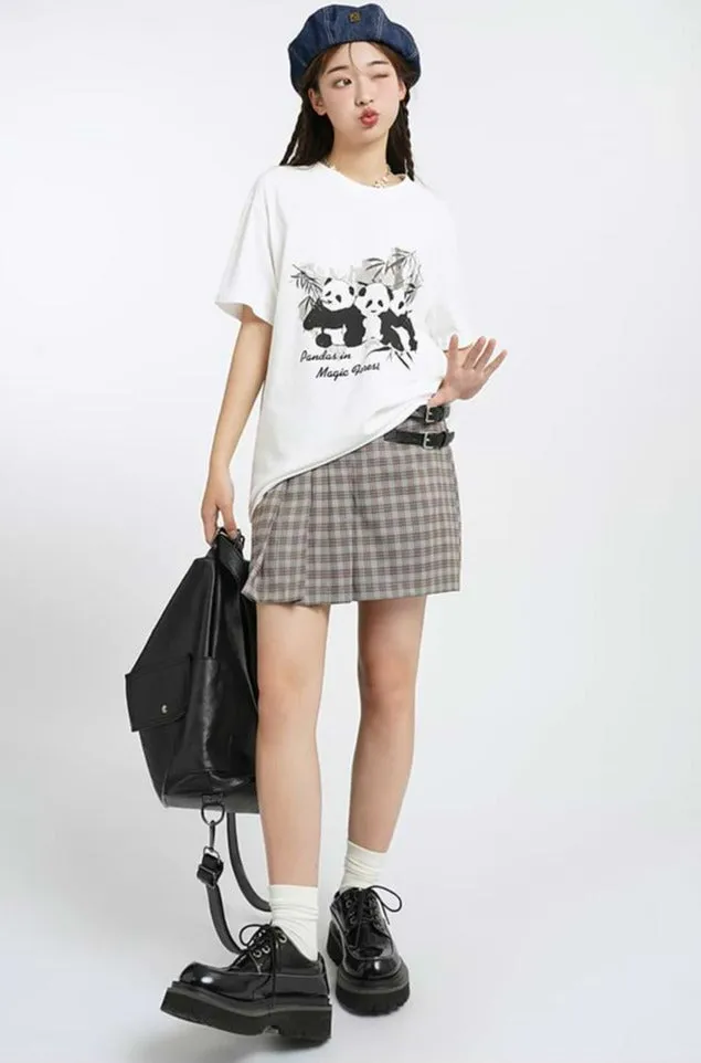 Asymmetric Pleats Plaid Mini Skirt