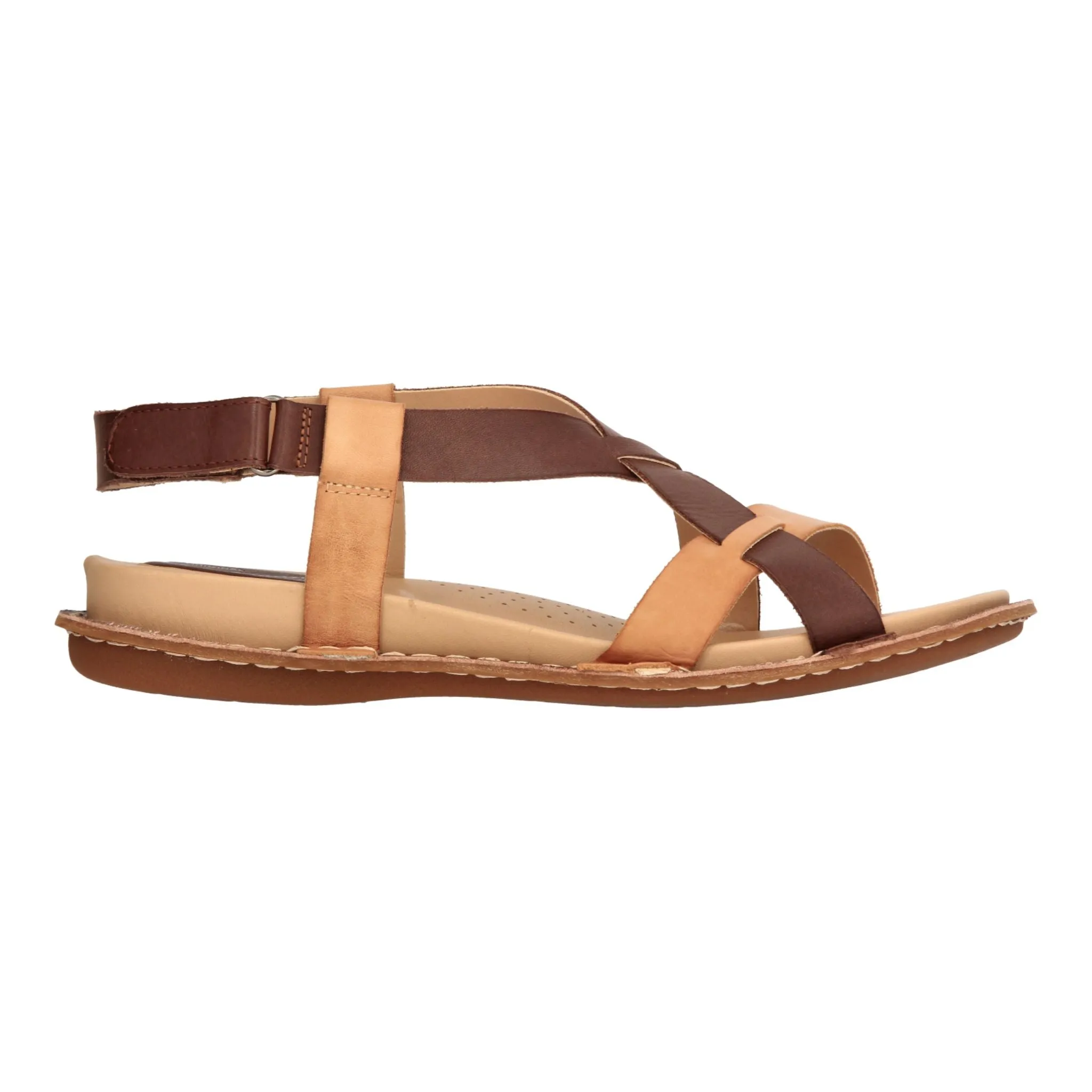 Barani Brown Multi Leather Sandals (Cross Strap)