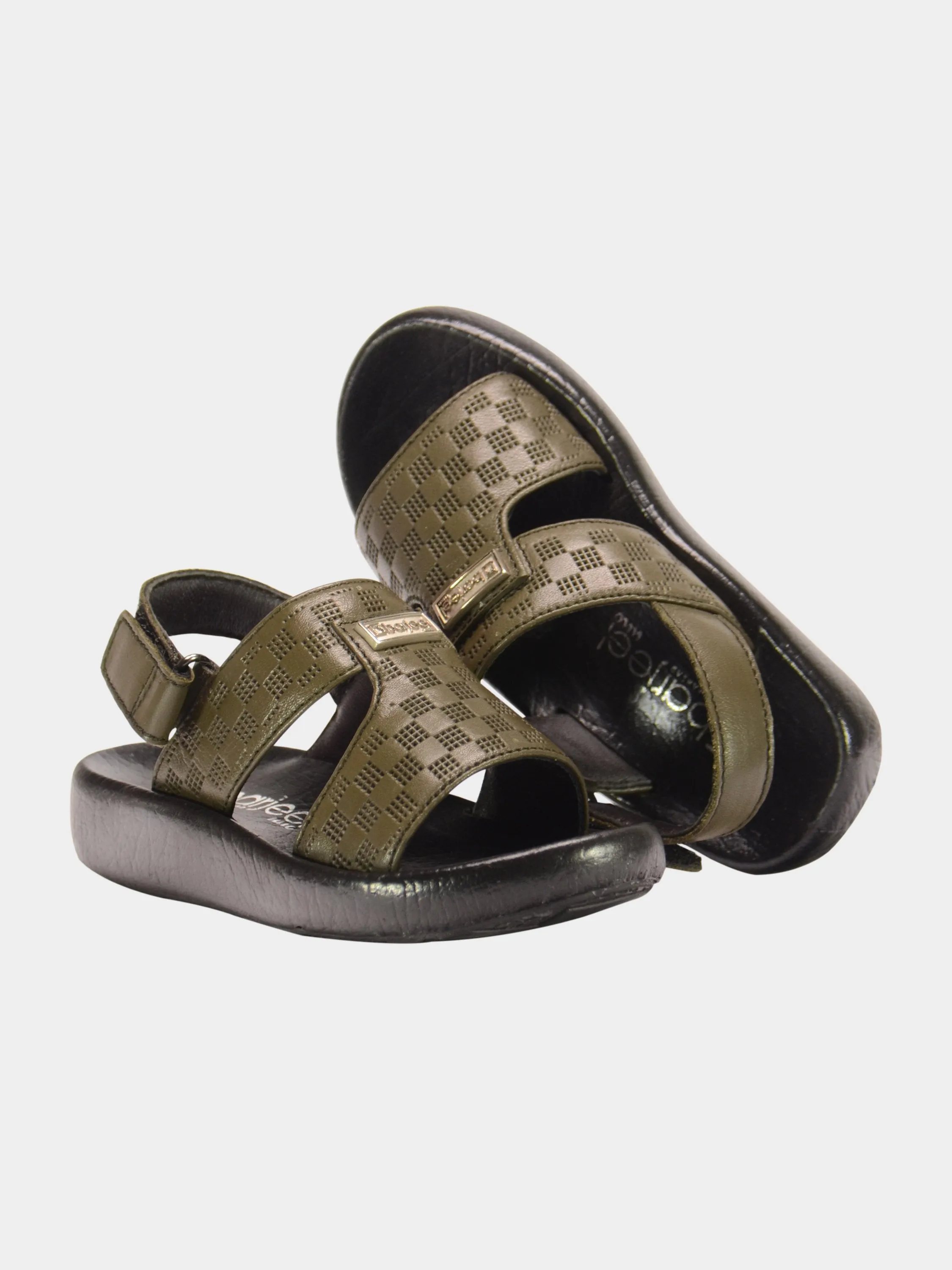 Barjeel Uno 2190510 Checked Slingback Arabic Leather Sandals