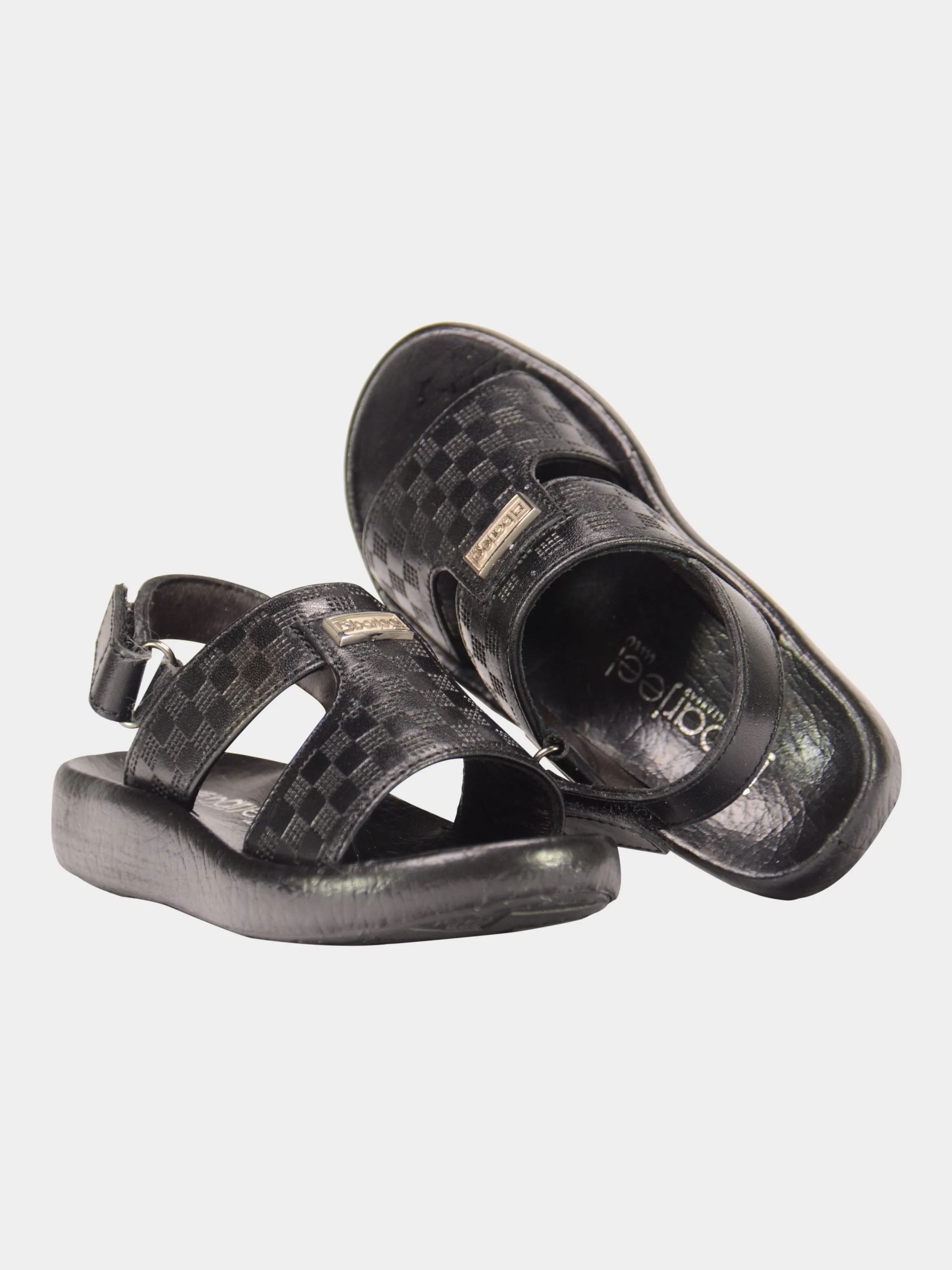 Barjeel Uno 2190510 Checked Slingback Arabic Leather Sandals