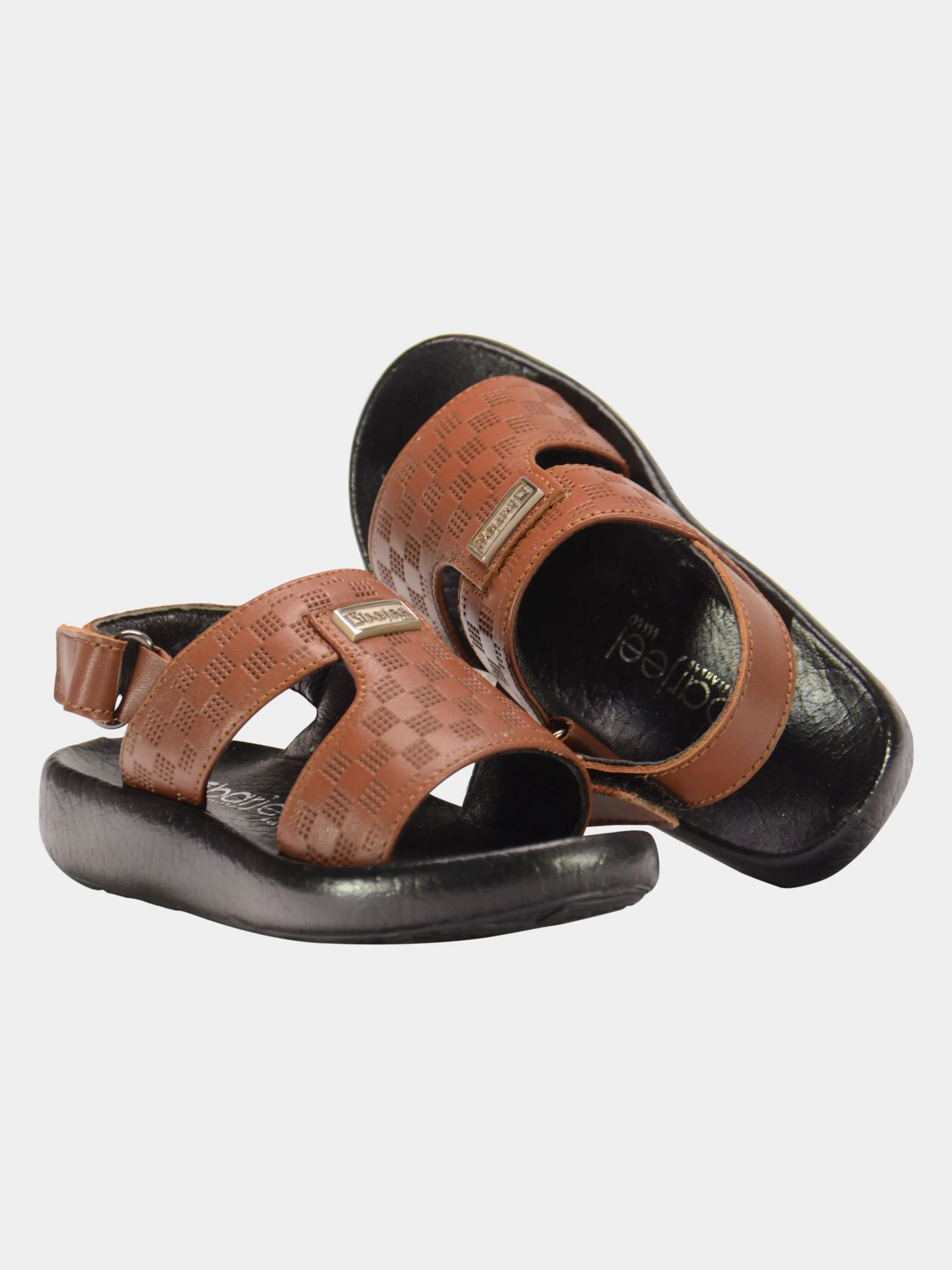 Barjeel Uno 2190510 Checked Slingback Arabic Leather Sandals