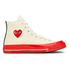 Beige & Red Converse High Top Sneakers