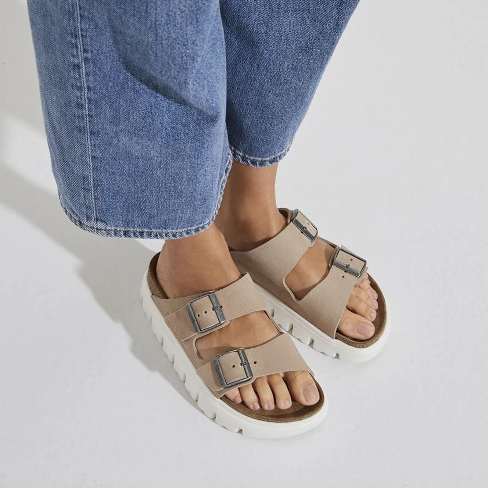 Birkenstock Arizona Chunky Slide Sandal (Women) - Warm Sand Suede