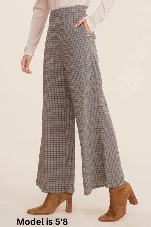 Blair - Plaid Wide Leg Woven Pants