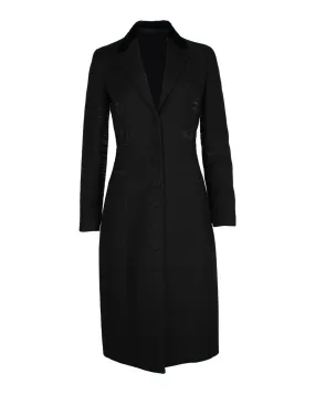 Bottega Veneta Side Stripe Coat in Black Lana Vergine