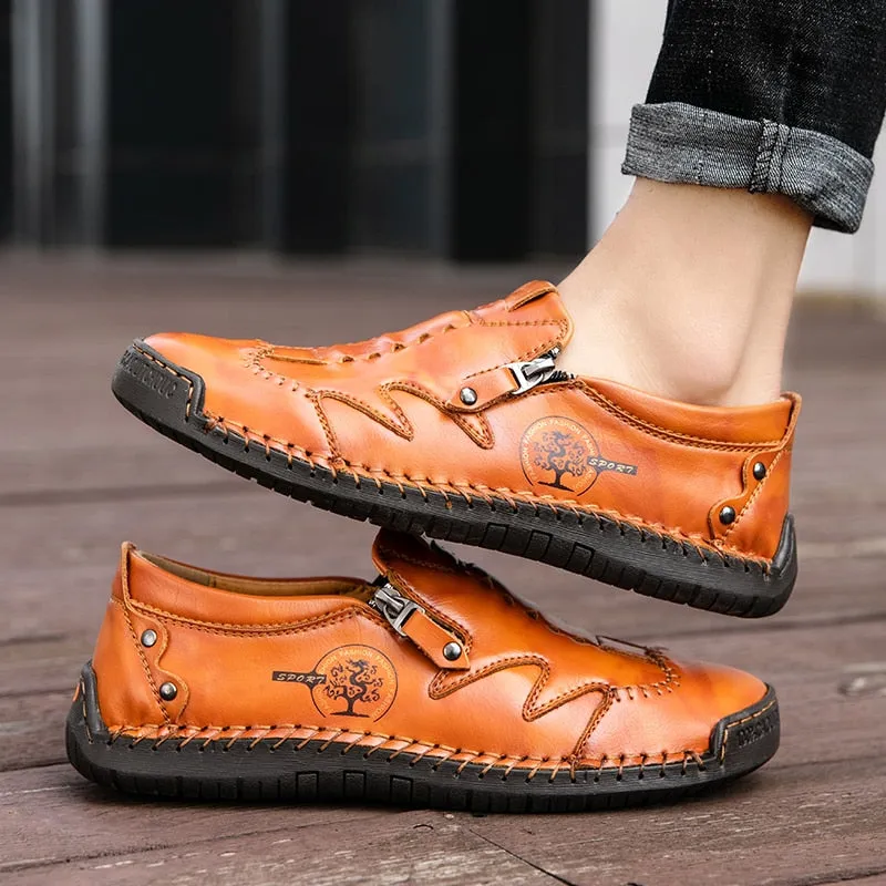 Breathable Men's Shoes Outdoor Loafers Flat Moccasins Fashion Men's Driving Shoes Comfortable Genuine Leather Casual Shoes