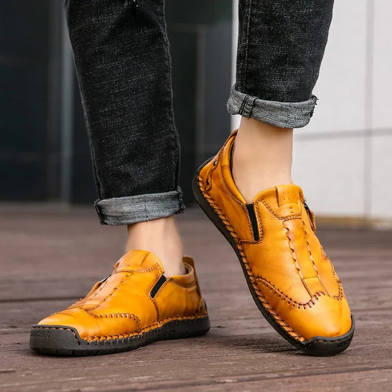 Breathable Men's Shoes Outdoor Loafers Flat Moccasins Fashion Men's Driving Shoes Comfortable Genuine Leather Casual Shoes