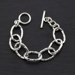 Chunky Textured Sterling Silver Link Bracelet