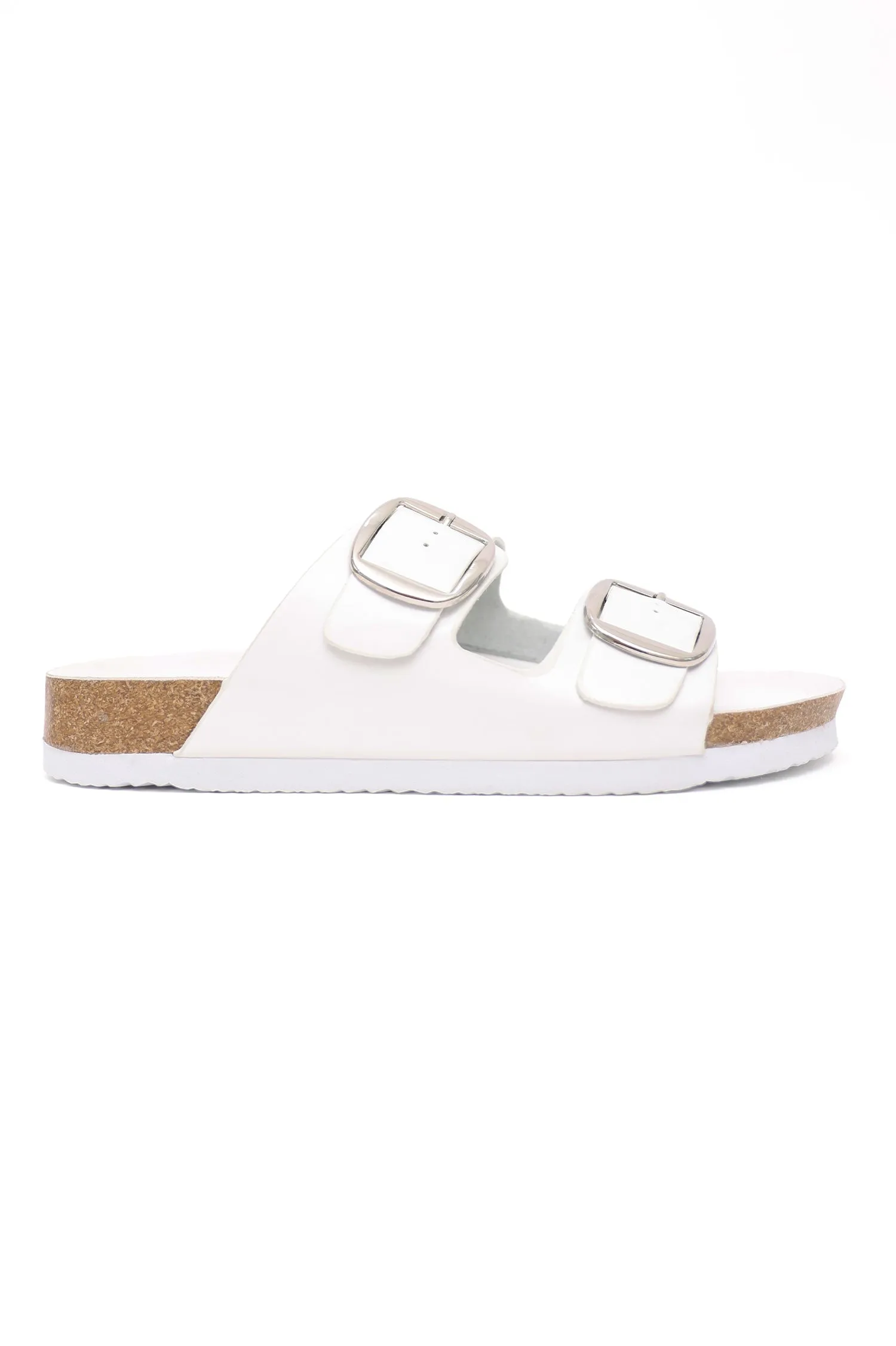 CLASSIC DUAL BUCKLE SLIDES-WHITE