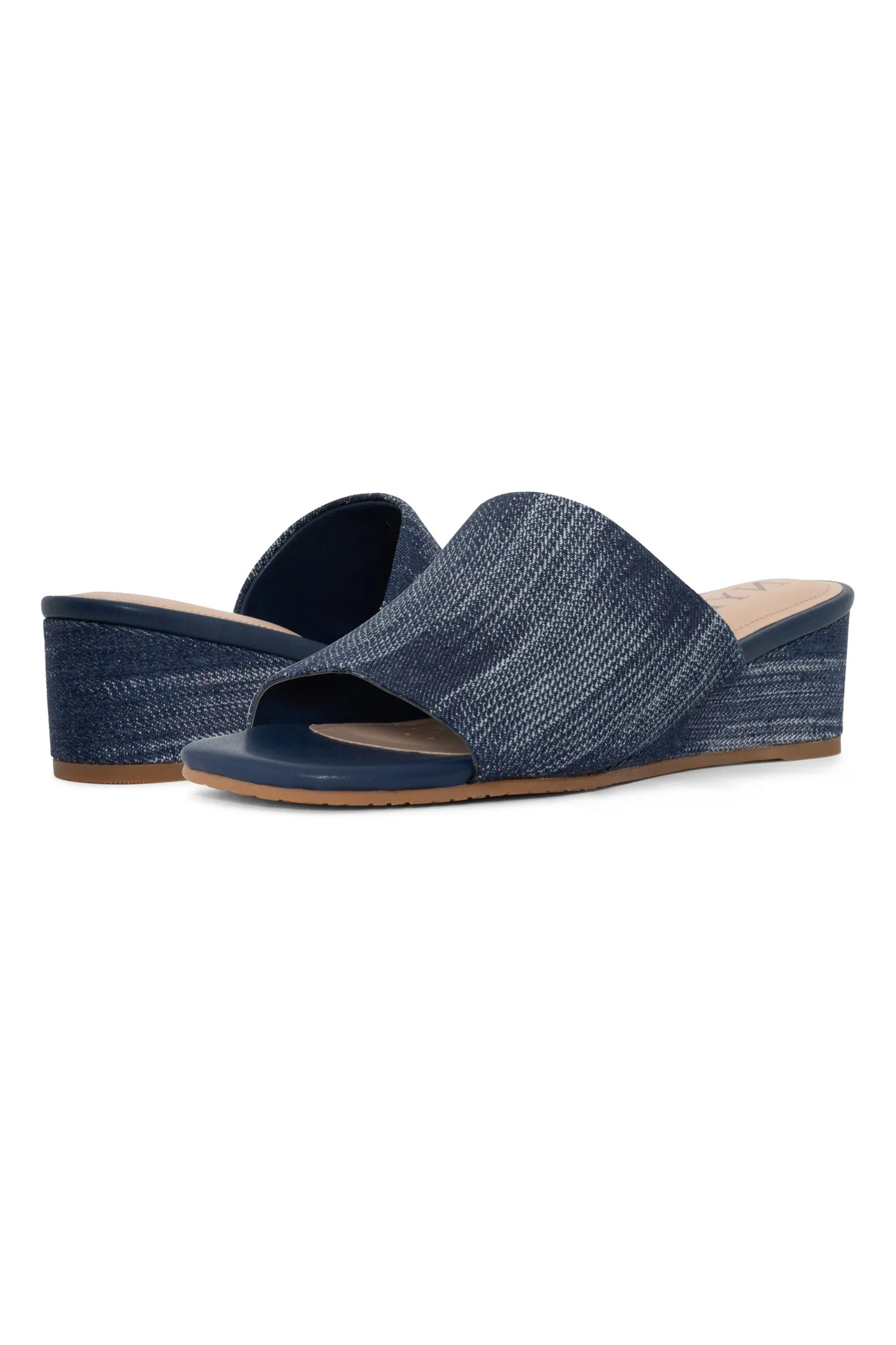 Claudine Wedge Mule Sandals - Dark Blue