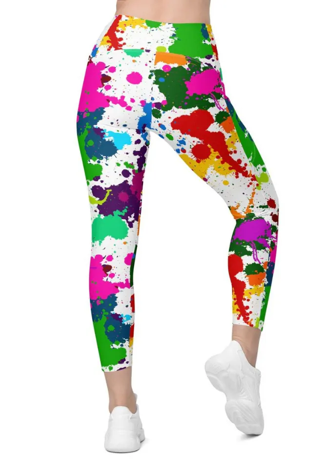 Color Splash Crossover Leggings With Pockets