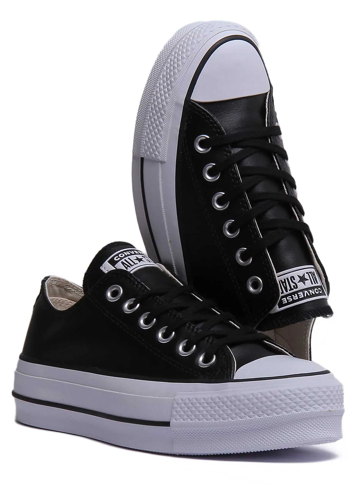 Converse 561681C CT All Star Low Platform Trainer In Black White For Women