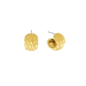 Courage Waterproof Honey Comb Hoops Earring 18K Gold Plating