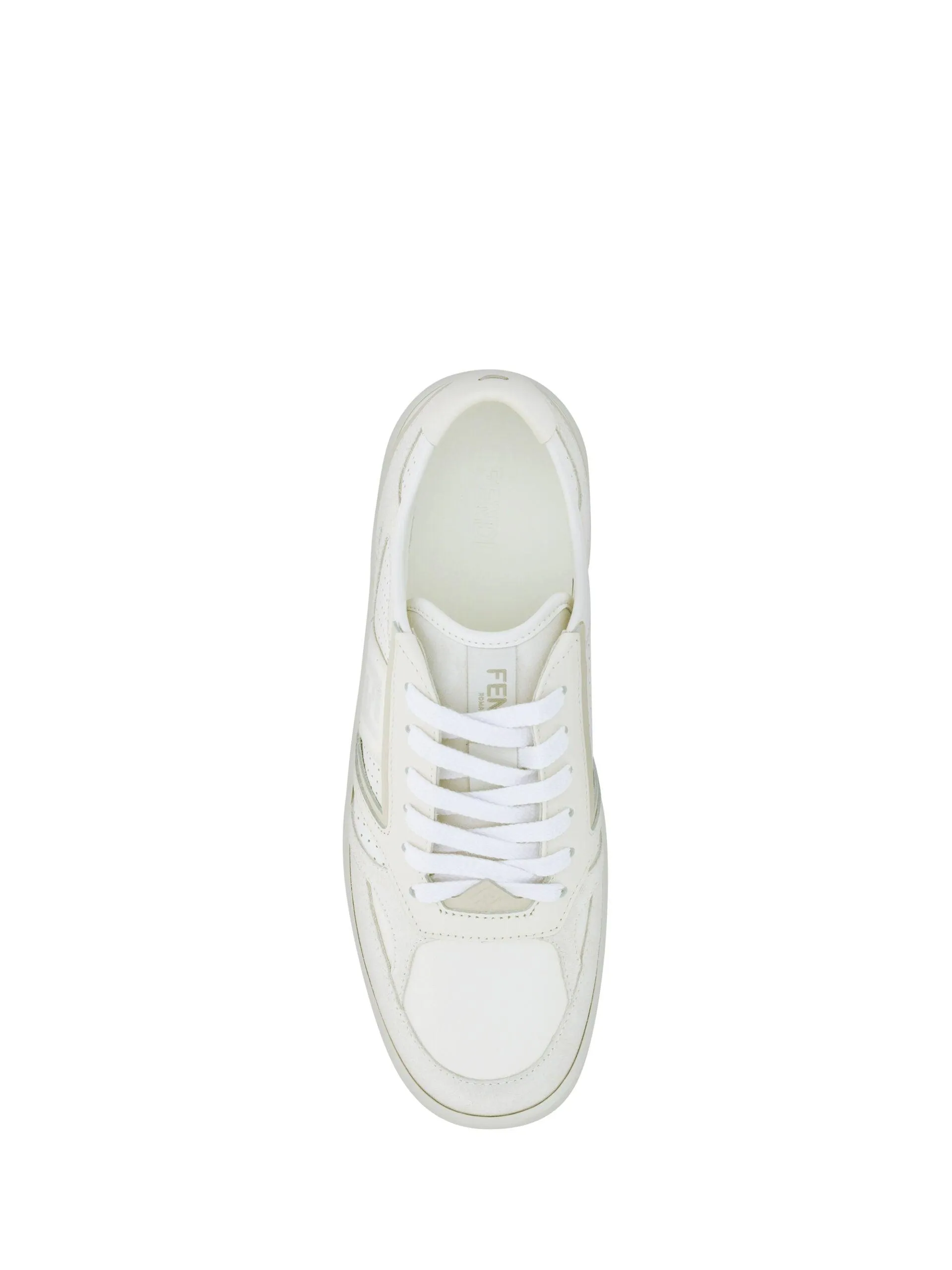 Fendi White Calf Leather Low Top Sneakers