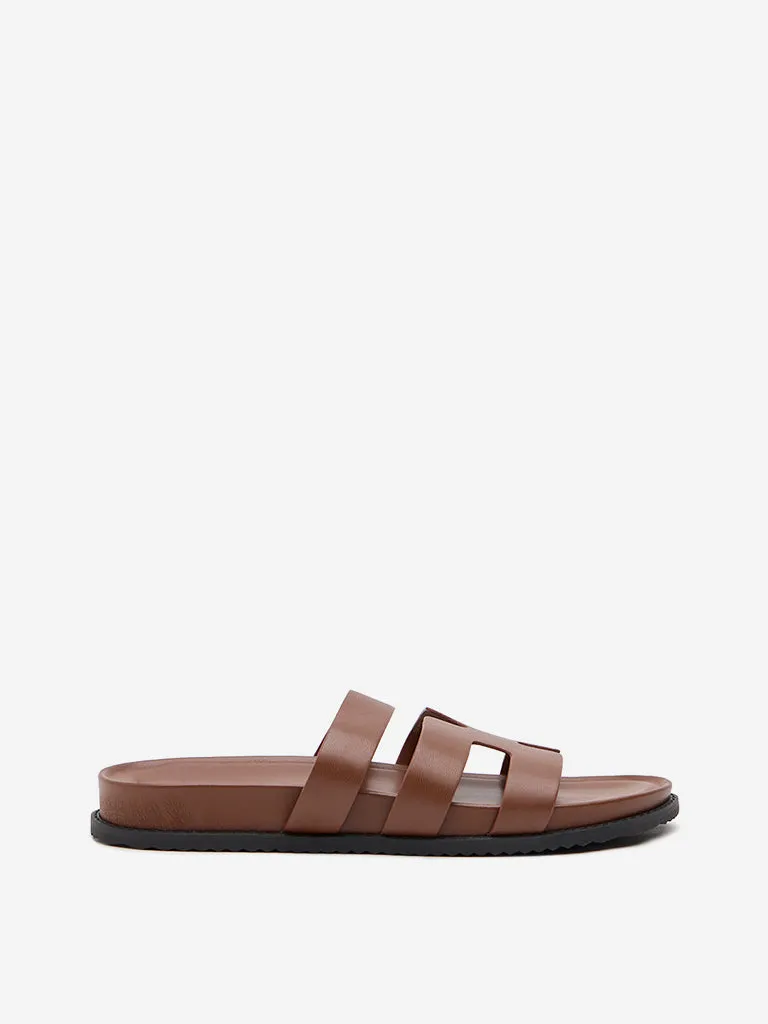 LUNA BLU Brown Cut-Out Design Comfort Sandals