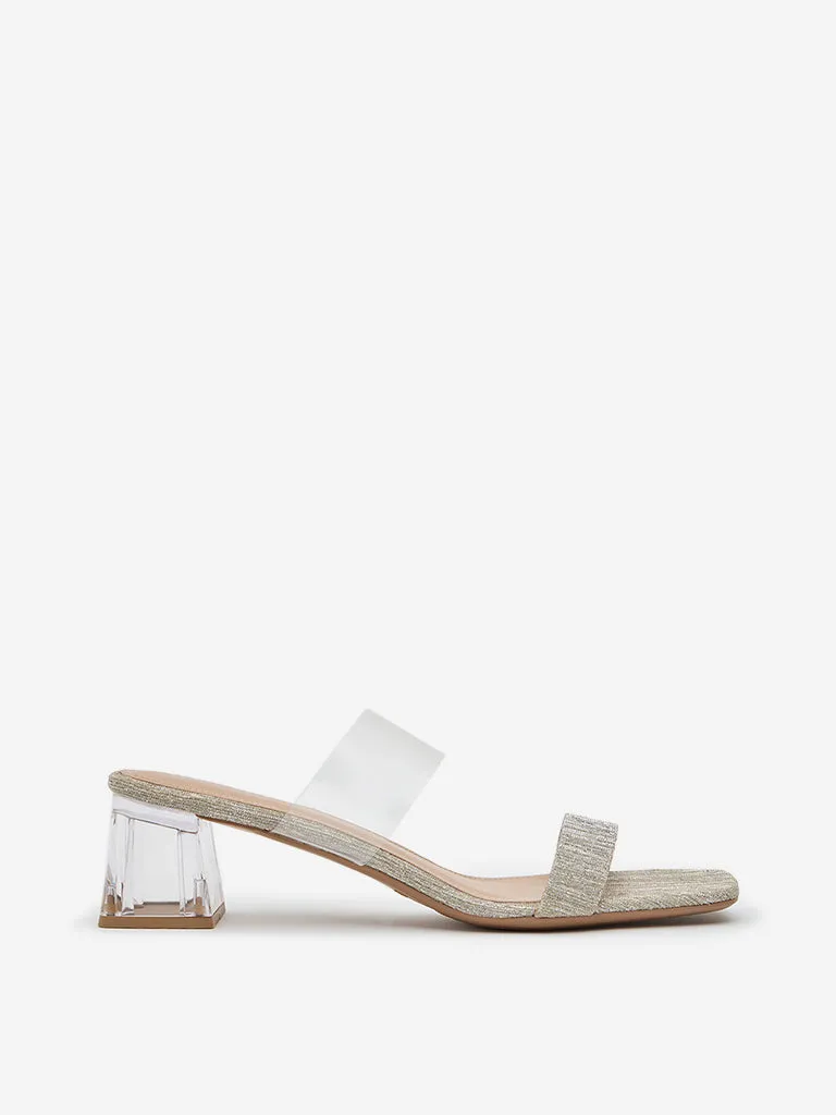 LUNA BLU Light Gold Vinyl Heel Sandals