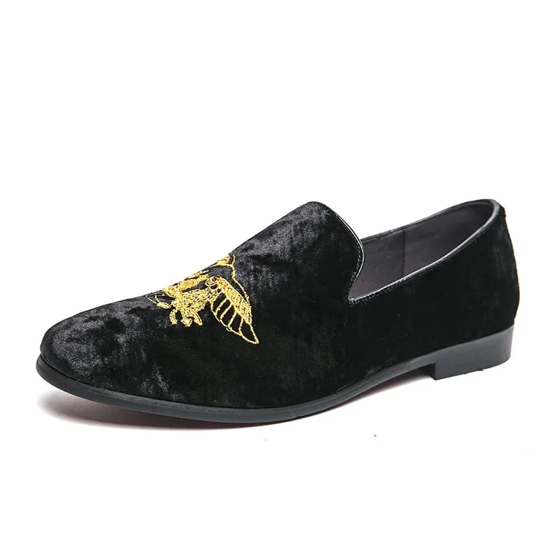 Luxury Embroidery Design Suede Loafers