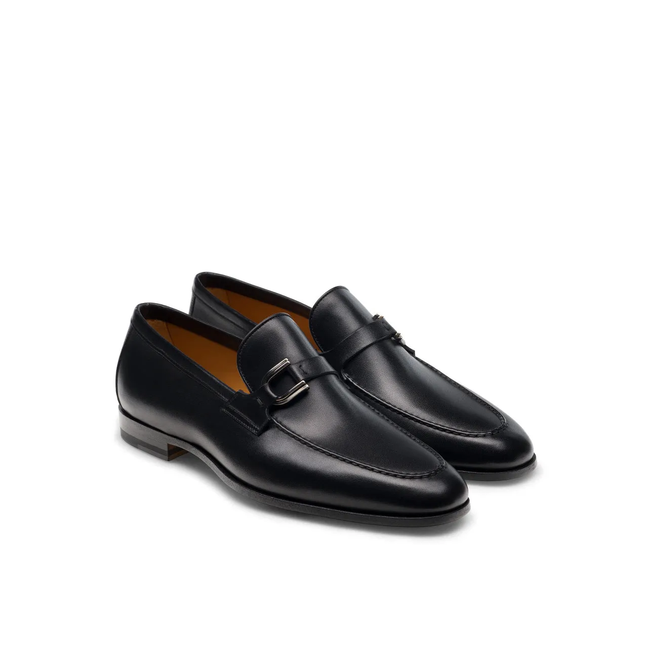 Magnanni Silvano 24385 Men's Shoes Black Calf-Skin Leather Buckle Slip-On Loafers (MAGS1139)