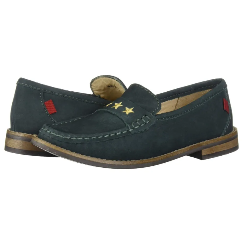 MARC JOSEPH Kid's Embroidered Leather Emerald Madison Loafers