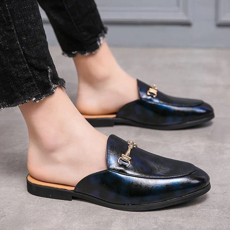 Men's Fax Leather Backless Loafers