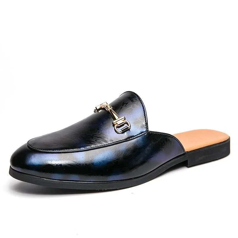 Men's Fax Leather Backless Loafers