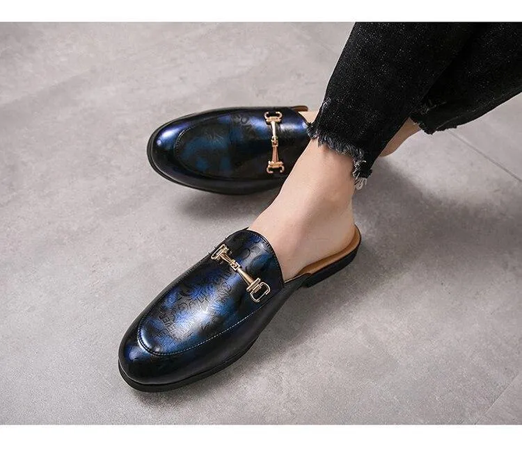 Men's Fax Leather Backless Loafers