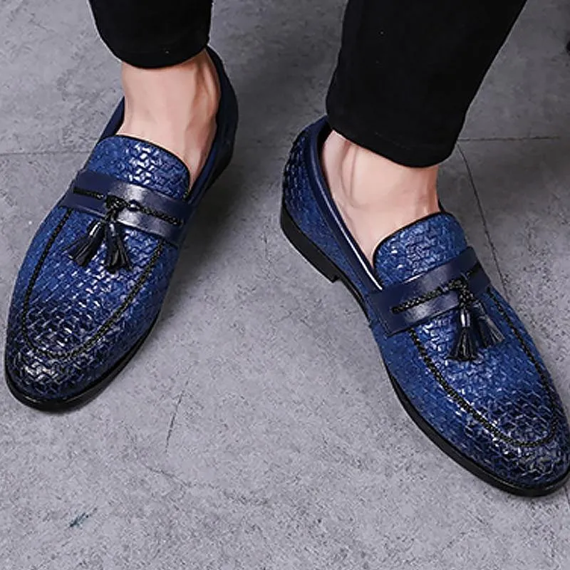 Men's Tassel Plaid Faux Leather Loafers