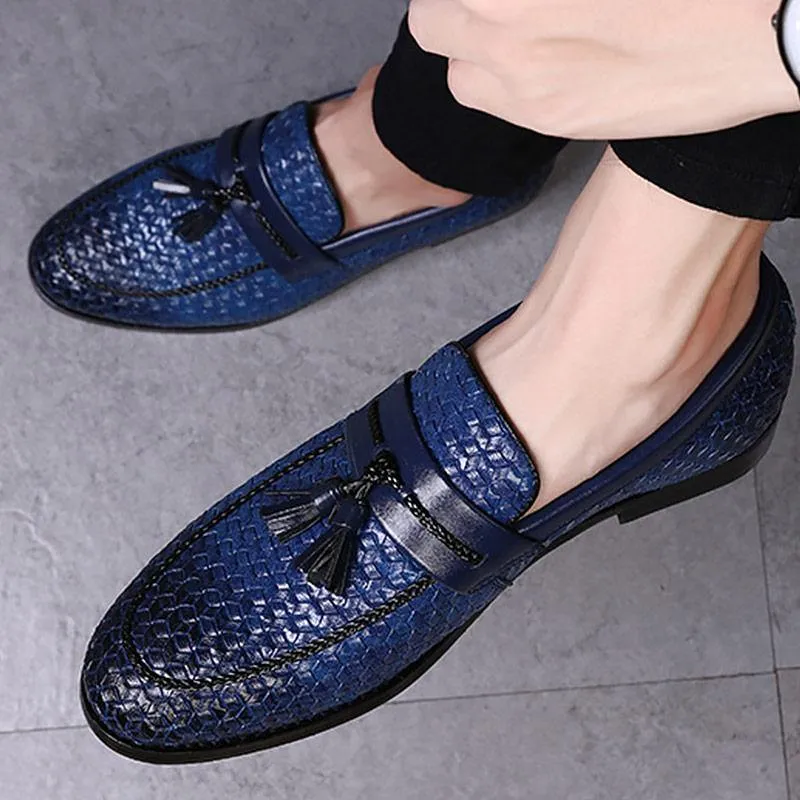 Men's Tassel Plaid Faux Leather Loafers