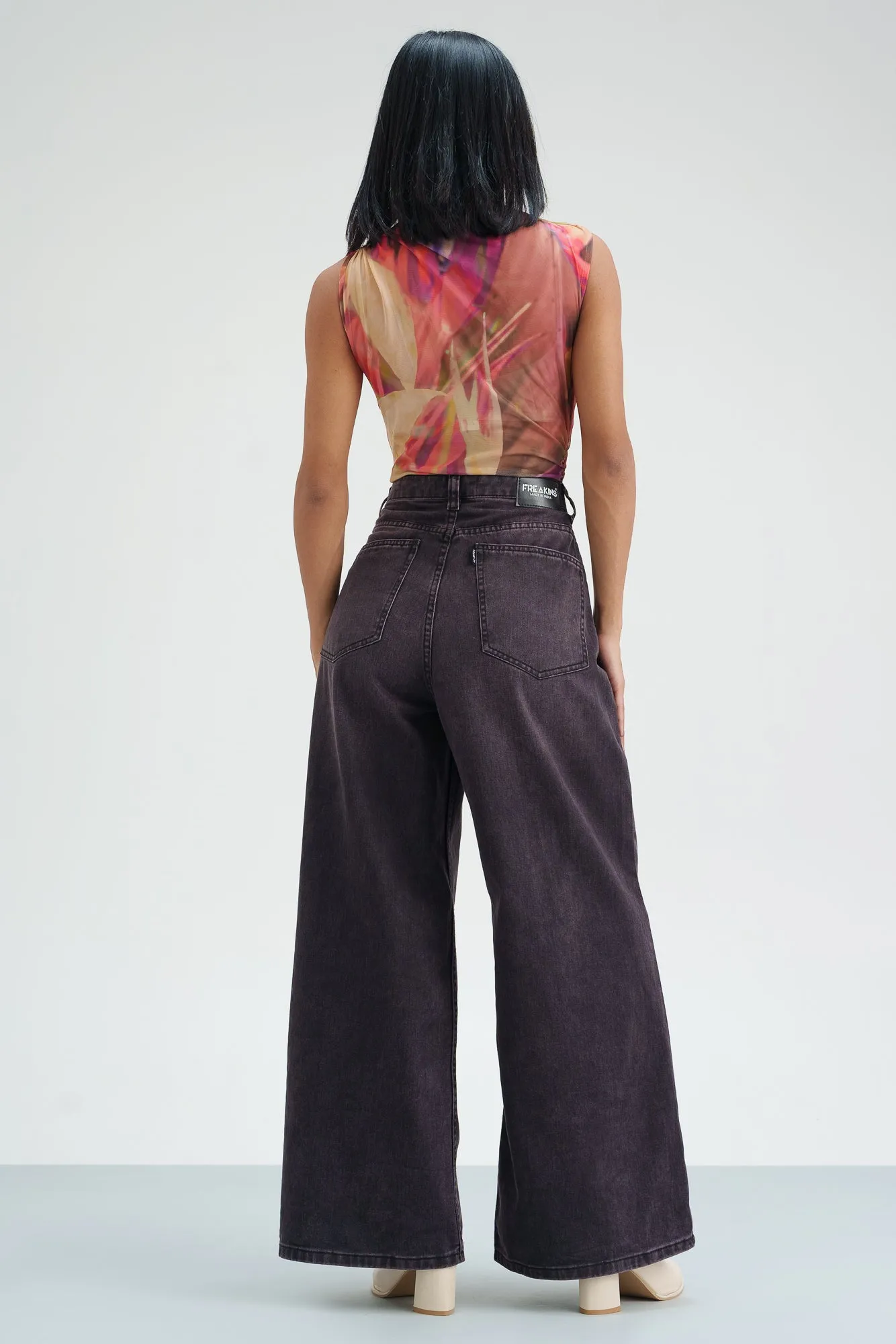 Mulberry Tinted Cropped Wide Leg Jeans