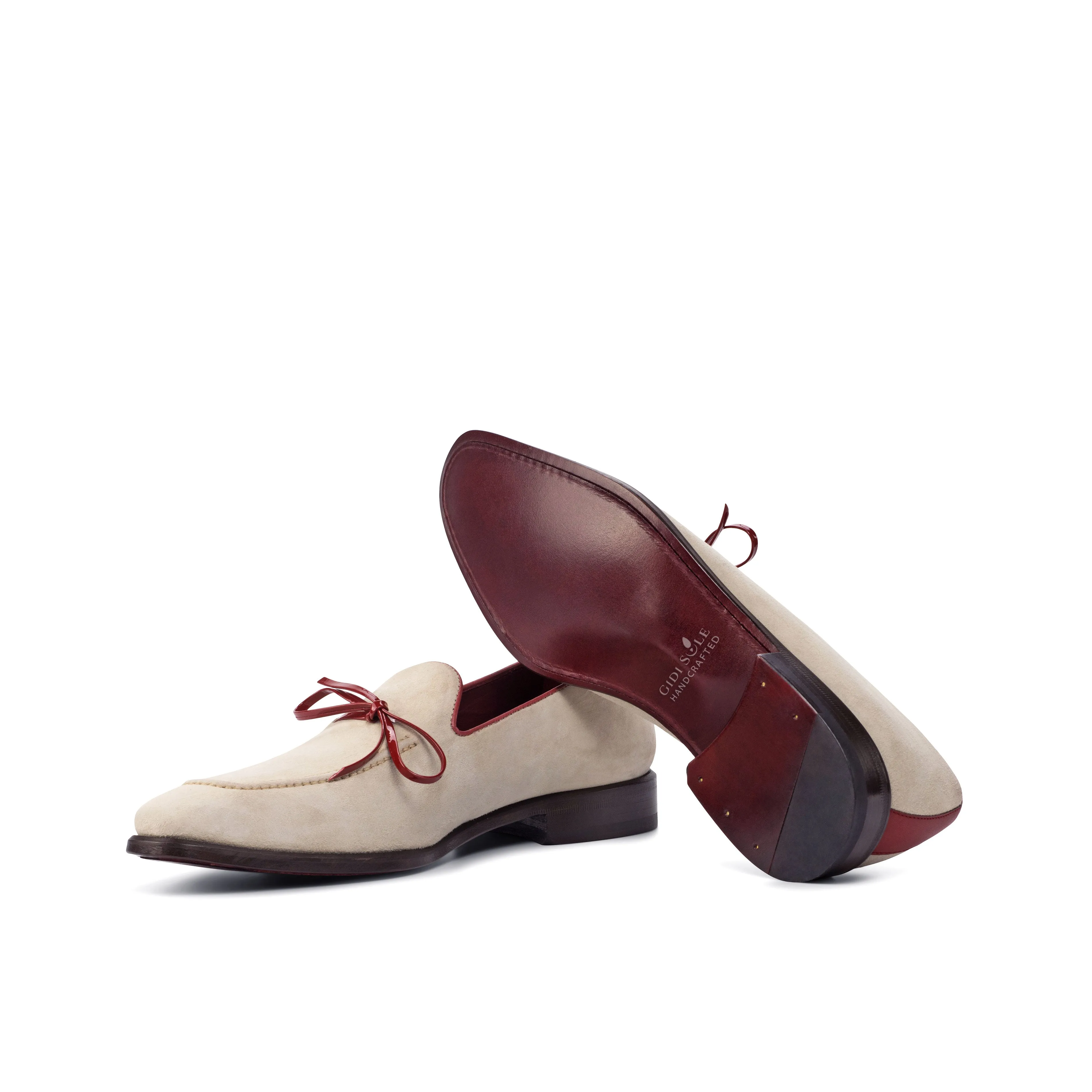 OG Loafer Bow - Painted Calf Red-kid Suede Ivory