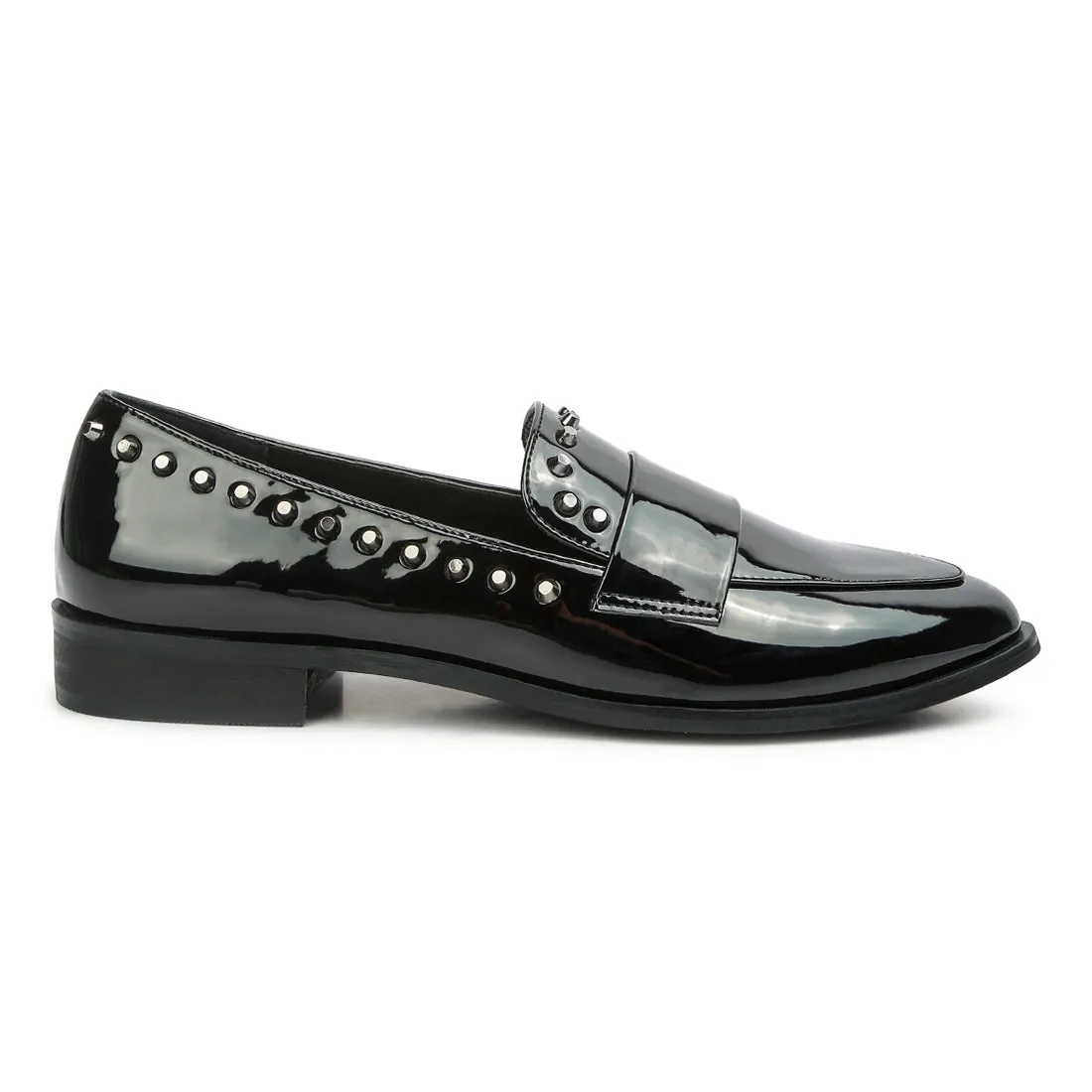 Patent Stud Penny Loafers