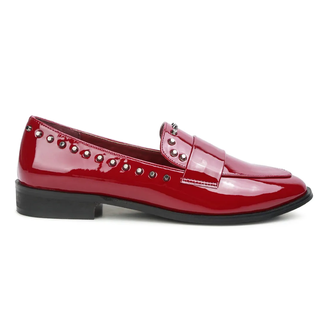 Patent Stud Penny Loafers