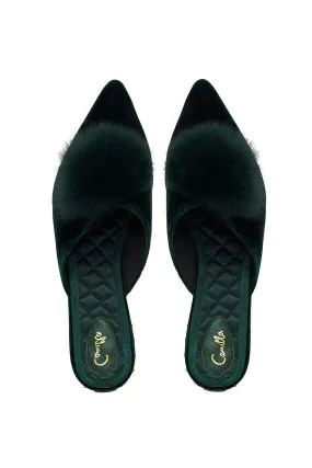 POM POM SLIPPER LUXE EMERALD