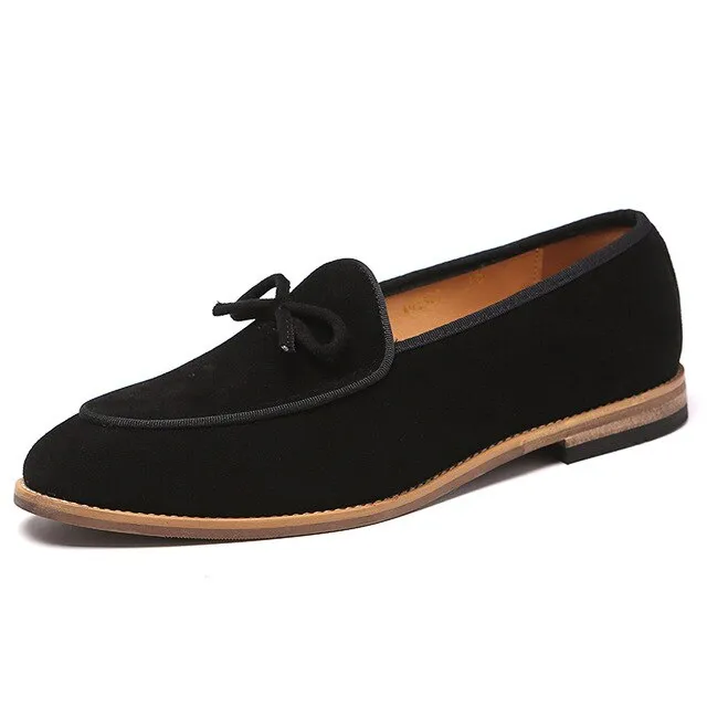 Small Bow Solid Suede Loafers Shoes