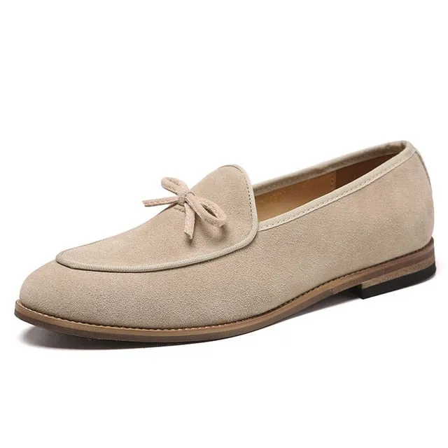 Small Bow Solid Suede Loafers Shoes