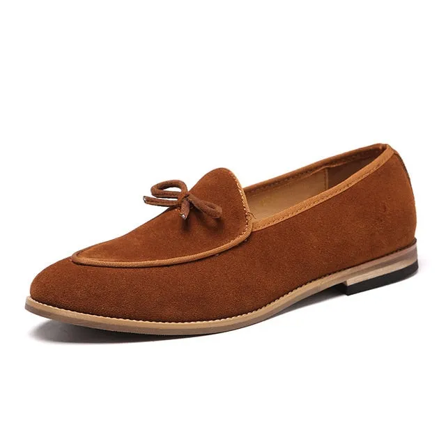 Small Bow Solid Suede Loafers Shoes