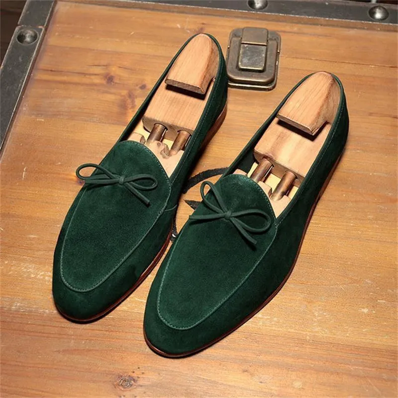 Small Bow Solid Suede Loafers Shoes