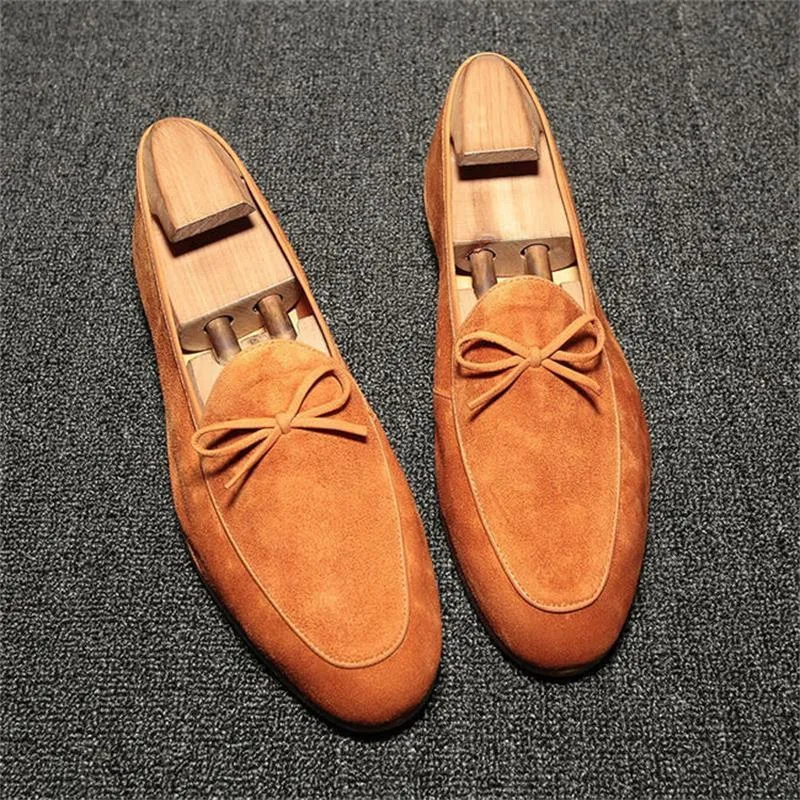 Small Bow Solid Suede Loafers Shoes