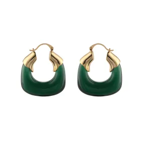 Statement Chunky Resin Hoop Earrings in Green