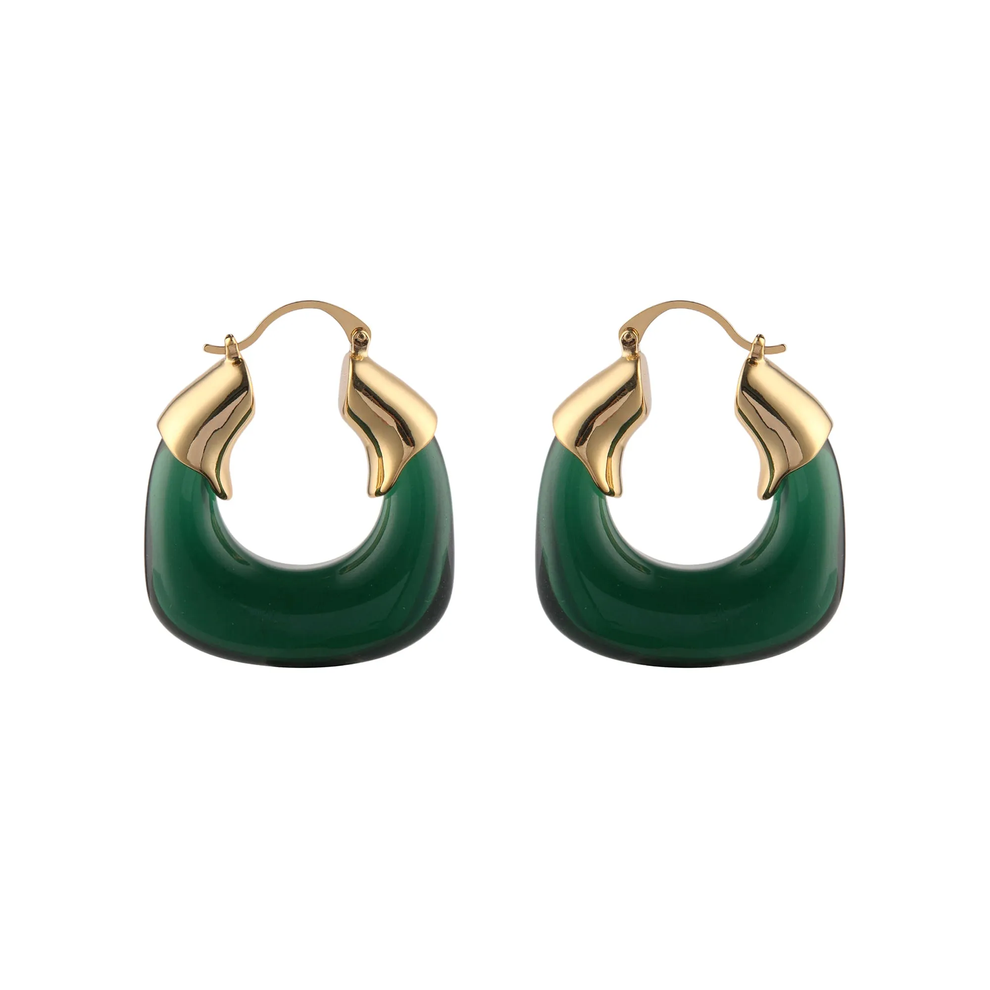 Statement Chunky Resin Hoop Earrings in Green