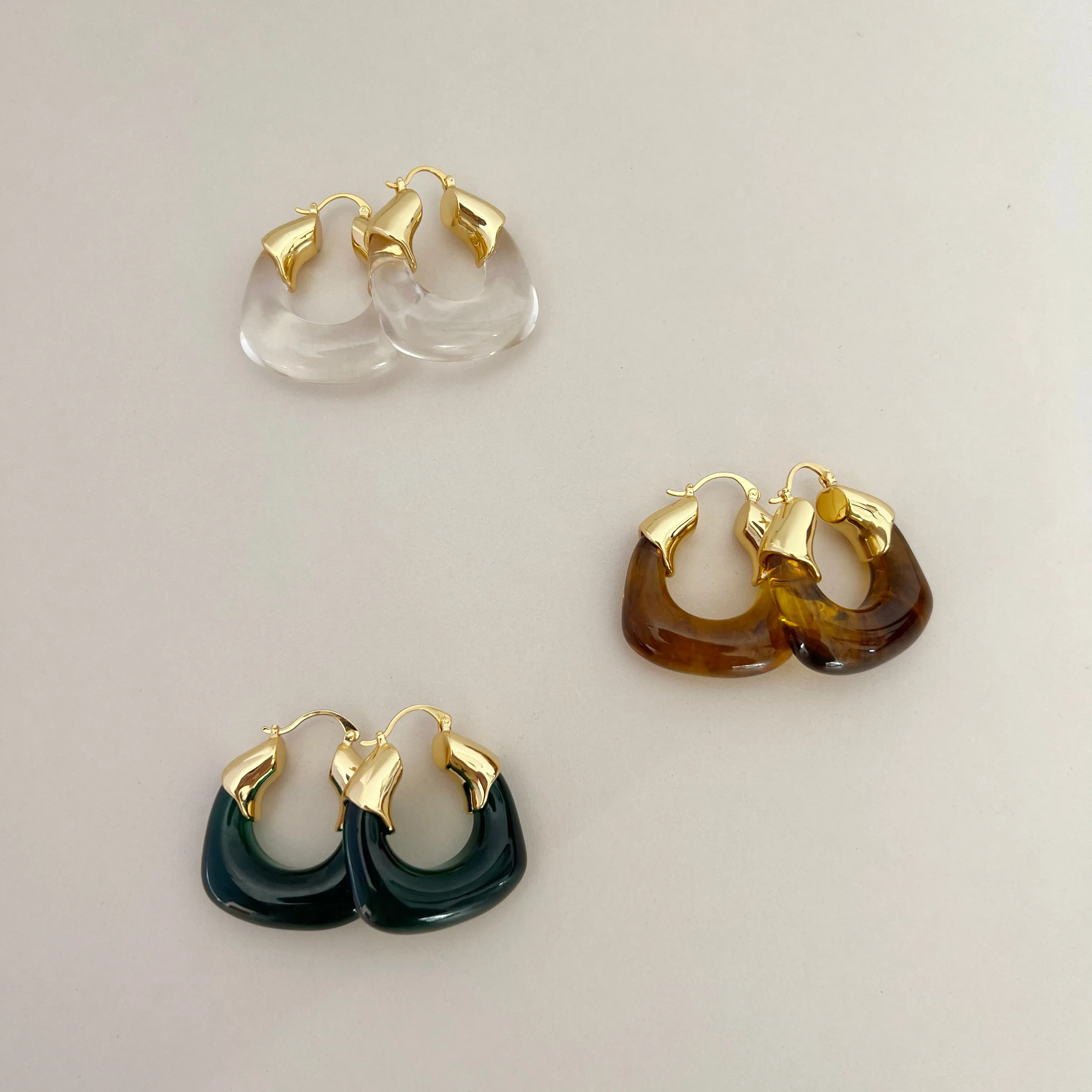 Statement Chunky Resin Hoop Earrings in Green