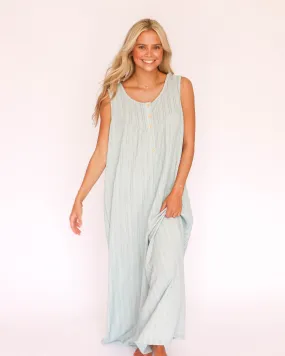 Textured Knit Fabric Sleeveless Wide Leg Jumpsuit in Mint