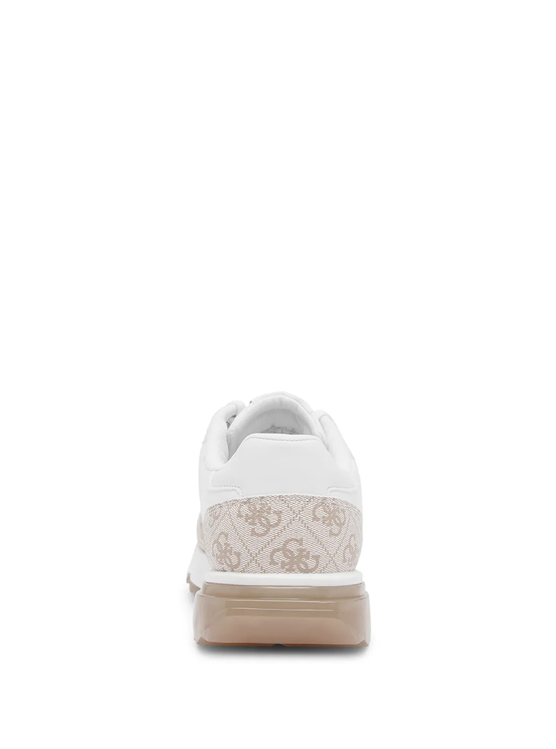 White and Taupe Melany Logo Sneakers