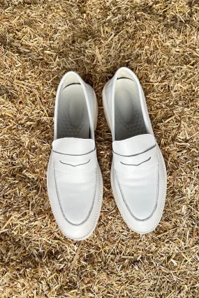 White Leather Thick Sole Loafers