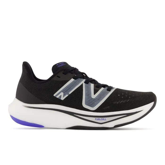 Womens New Balance FuelCell Rebel v3 in Black/Aura/Vibrant Spring Glo