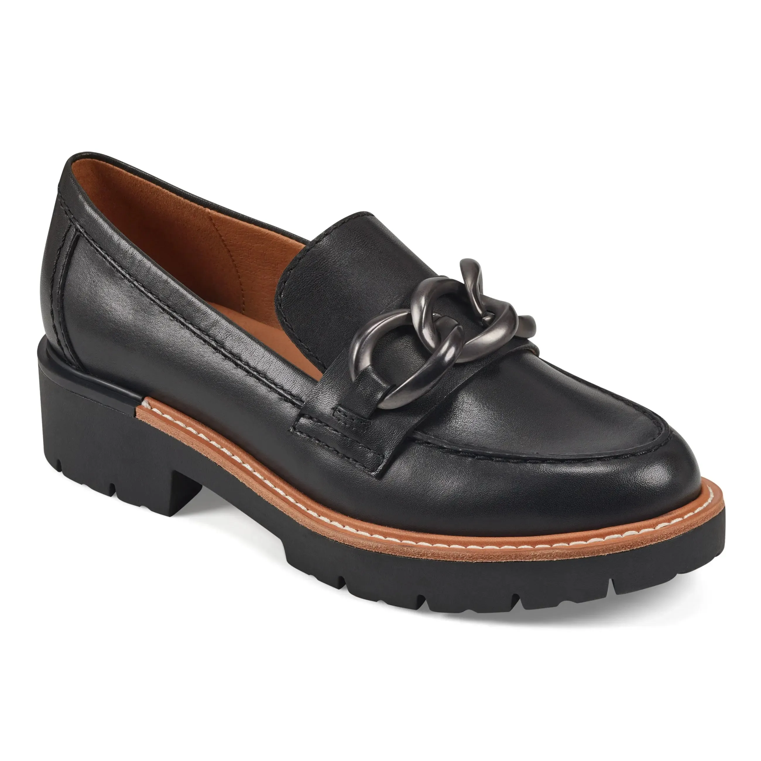 Zalor Round Toe Lug Sole Casual Slip-on Loafers